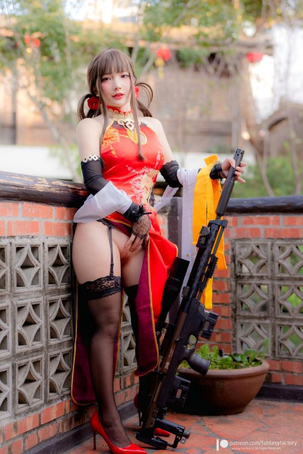    Fantasy-Factory-小丁Ding-少女前线-DSR-50-旗袍COS-性感美腿-冷艳枪械-古风场景-角色扮演-福利写真第10张图片
