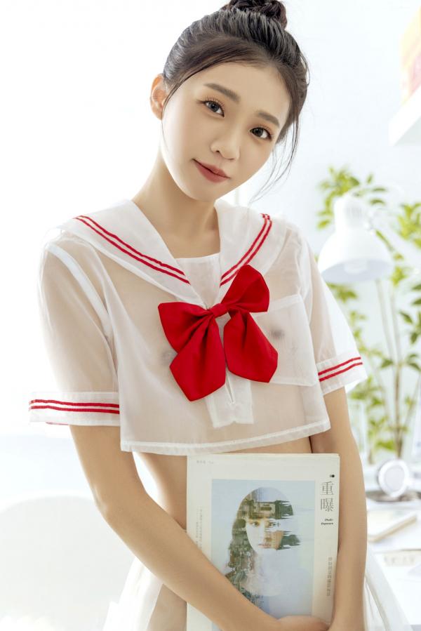    JVID妍妍-电竞少女主题写真-清纯JK校服诱惑-粉色直播间大尺度出镜-JVID月刊201第8张图片