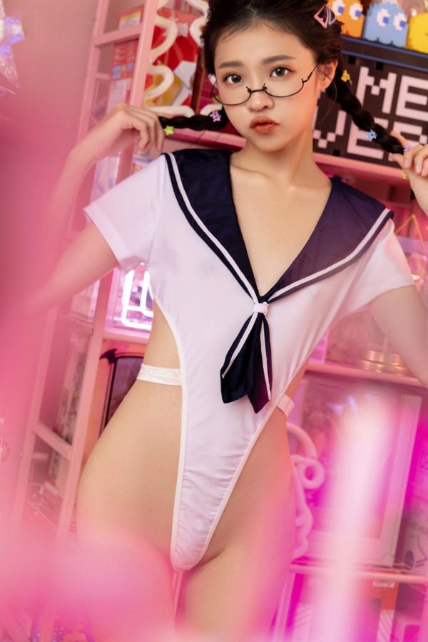    JVID妍妍-电竞少女主题写真-清纯JK校服诱惑-粉色直播间大尺度出镜-JVID月刊201第47张图片