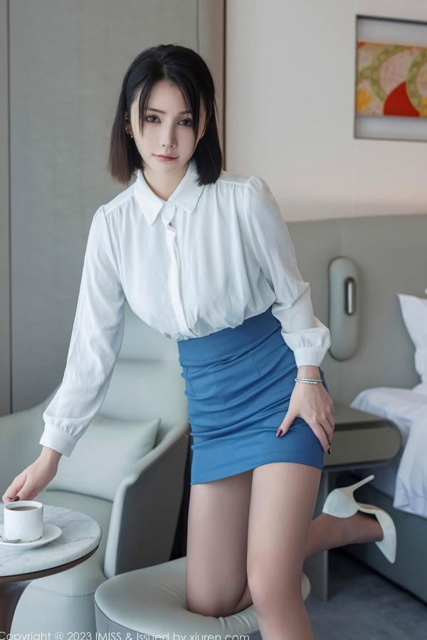    IMiss爱蜜社-737-Evon陈赞之-白衬衫黑蕾丝诱惑私人订制-卧室性感私房写真大尺度美图第8张图片