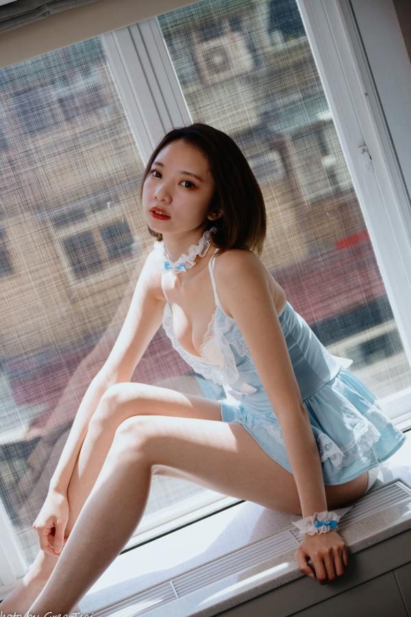    优宝 - 甜美系女仆装诱惑私房照，清新淡蓝色蕾丝展现迷人气质 [90P]第13张图片