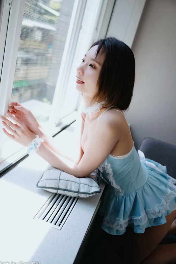    优宝 - 甜美系女仆装诱惑私房照，清新淡蓝色蕾丝展现迷人气质 [90P]第47张图片