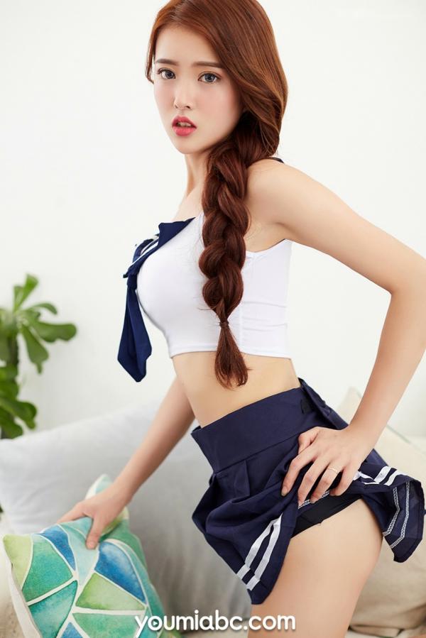    YouMi尤蜜：颜怡九《余波荡漾》私房照，清纯蕾丝睡衣与水手制服诱惑，尽显清新甜美女神气质第14张图片
