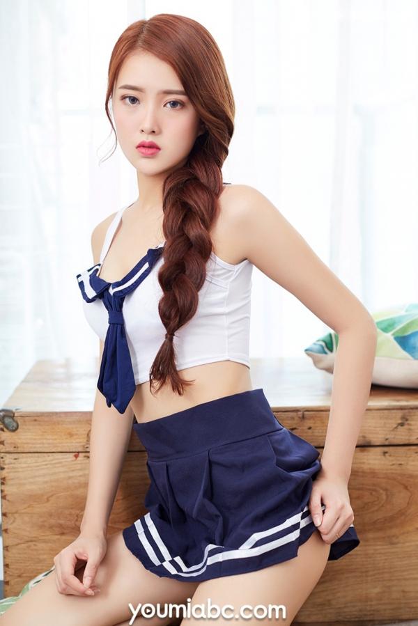    YouMi尤蜜：颜怡九《余波荡漾》私房照，清纯蕾丝睡衣与水手制服诱惑，尽显清新甜美女神气质第25张图片