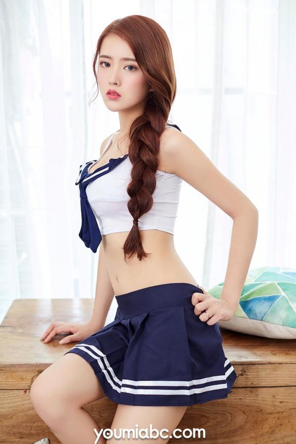    YouMi尤蜜：颜怡九《余波荡漾》私房照，清纯蕾丝睡衣与水手制服诱惑，尽显清新甜美女神气质第26张图片