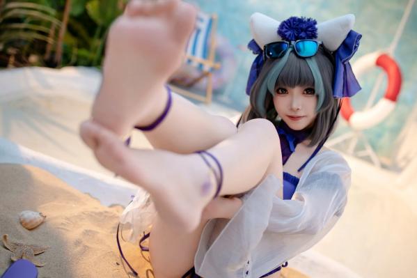    Bangni邦尼 - 泳装柴郡猫娘COS 海边度假风比基尼写真 大尺度诱惑视觉盛宴第27张图片