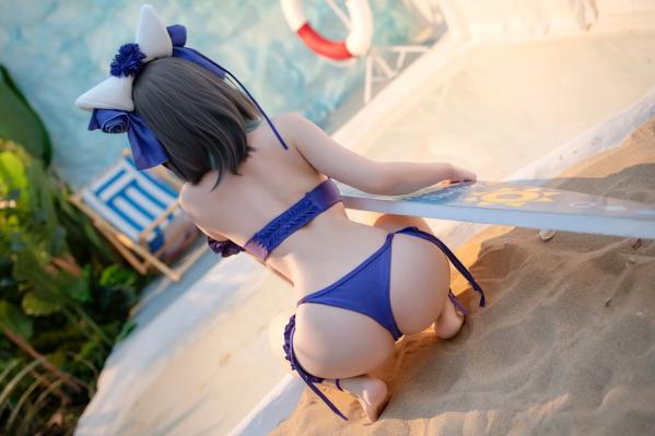    Bangni邦尼 - 泳装柴郡猫娘COS 海边度假风比基尼写真 大尺度诱惑视觉盛宴第39张图片