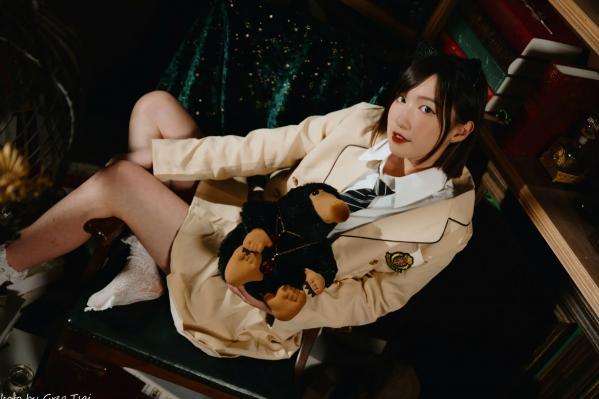    柯姿 - 哈利波特魔法学院风学生服，猫耳俏皮制服诱惑，唯美书房写真 [93P]第8张图片