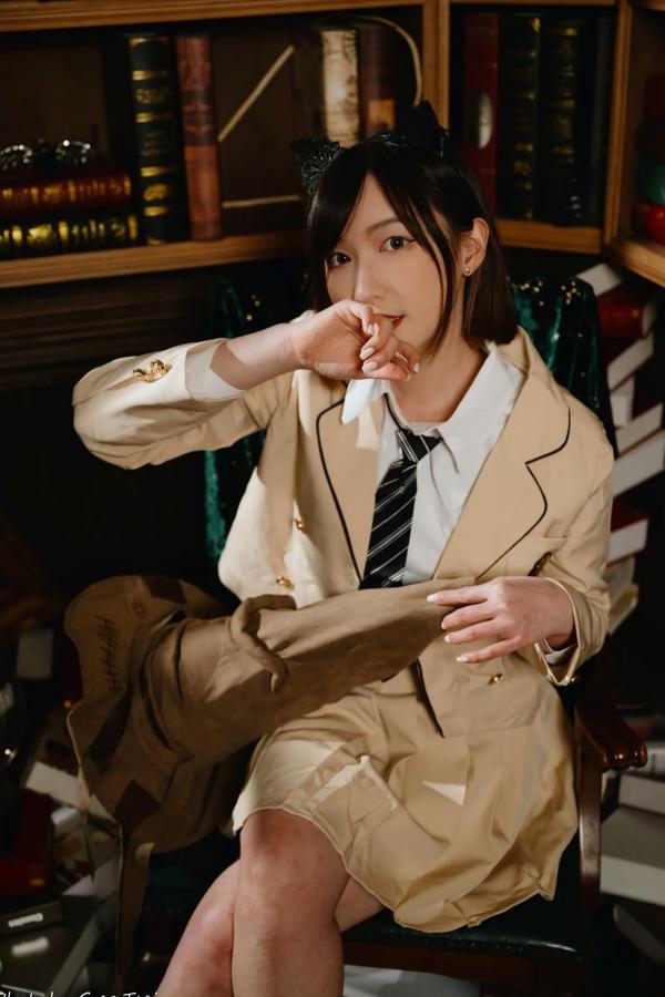    柯姿 - 哈利波特魔法学院风学生服，猫耳俏皮制服诱惑，唯美书房写真 [93P]第15张图片