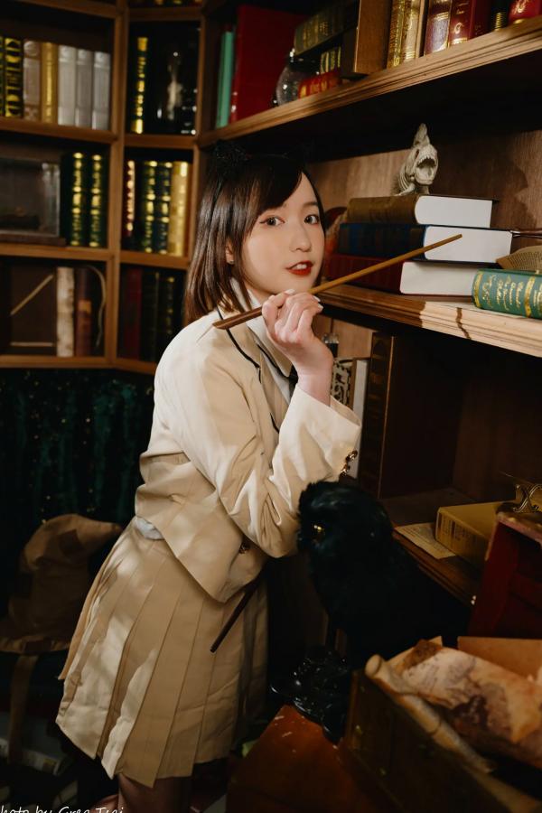    柯姿 - 哈利波特魔法学院风学生服，猫耳俏皮制服诱惑，唯美书房写真 [93P]第43张图片