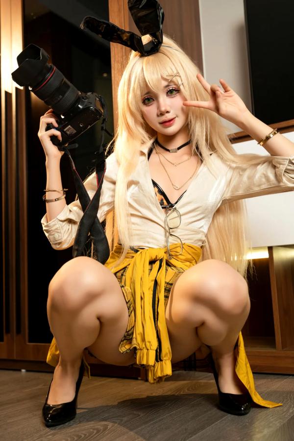    PoppaChan - Rupee 兔女郎角色扮演私房写真，性感豹纹比基尼与玩偶感精致妆容，大尺度大胆互动第84张图片