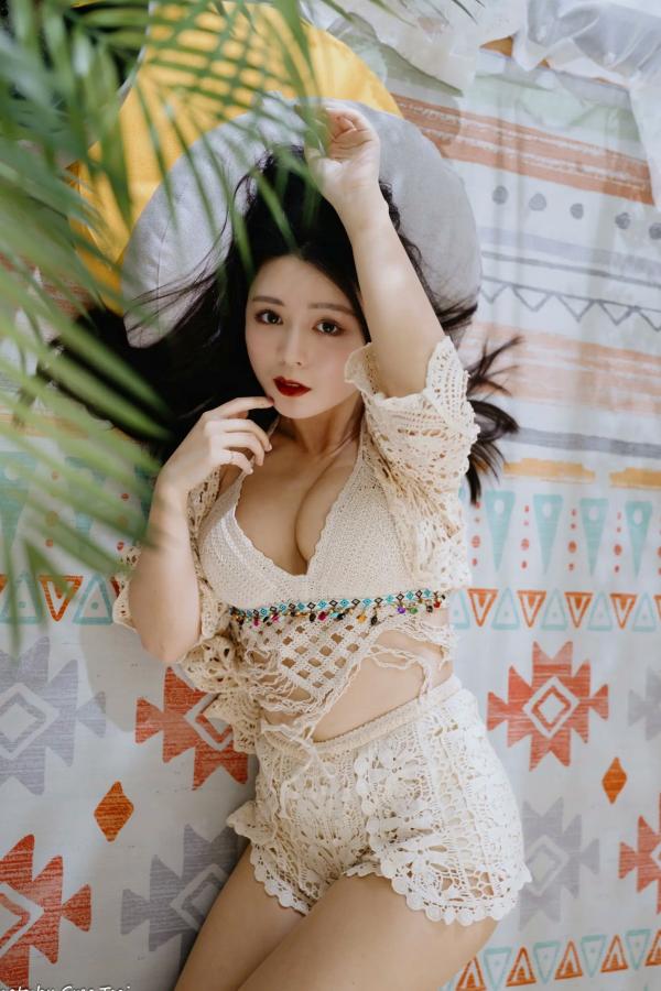    筱筱 - 唯美镂空编织居家私房棚拍，气质女神展现温婉优雅魅力，清新治愈范儿[100P]第35张图片