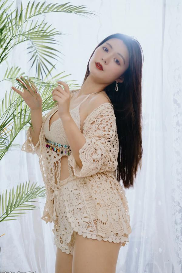    筱筱 - 唯美镂空编织居家私房棚拍，气质女神展现温婉优雅魅力，清新治愈范儿[100P]第47张图片