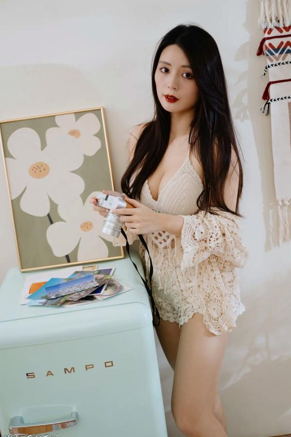    筱筱 - 唯美镂空编织居家私房棚拍，气质女神展现温婉优雅魅力，清新治愈范儿[100P]第59张图片