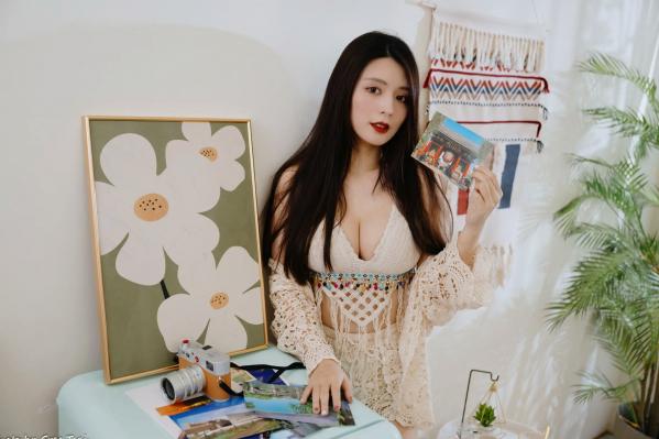    筱筱 - 唯美镂空编织居家私房棚拍，气质女神展现温婉优雅魅力，清新治愈范儿[100P]第66张图片