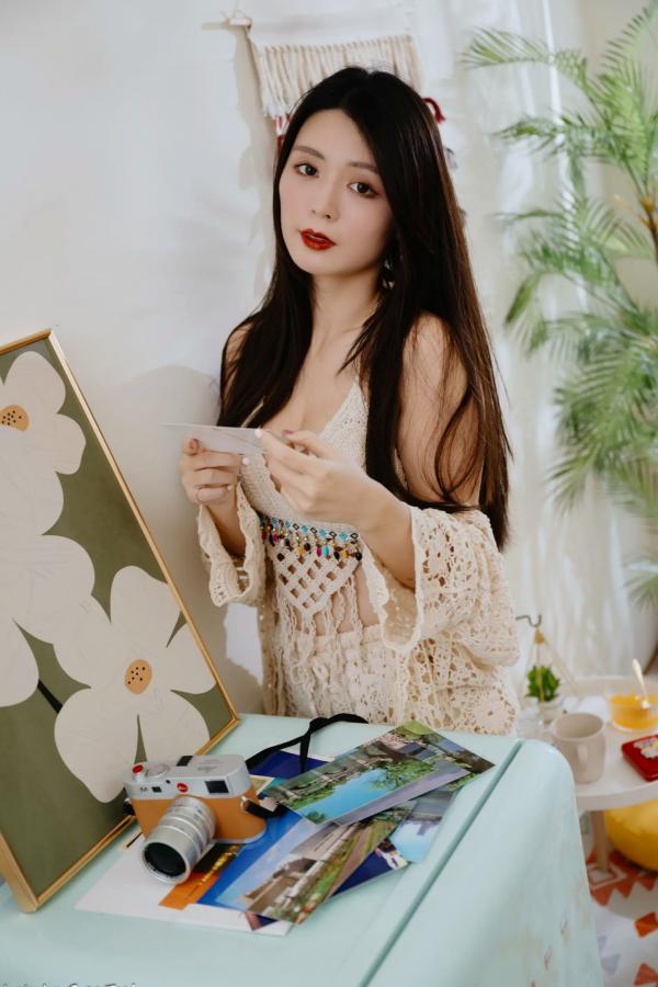    筱筱 - 唯美镂空编织居家私房棚拍，气质女神展现温婉优雅魅力，清新治愈范儿[100P]第67张图片
