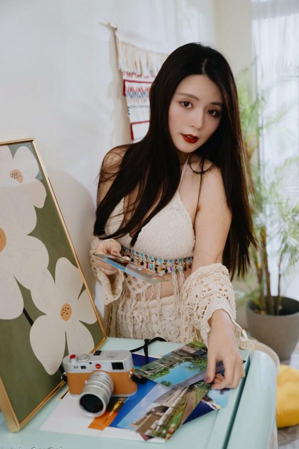    筱筱 - 唯美镂空编织居家私房棚拍，气质女神展现温婉优雅魅力，清新治愈范儿[100P]第68张图片