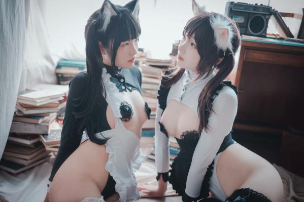    Sonson(??) Maid Mansion 双人猫耳女仆制服Cosplay室内书房性感私房写真[153P]第70张图片