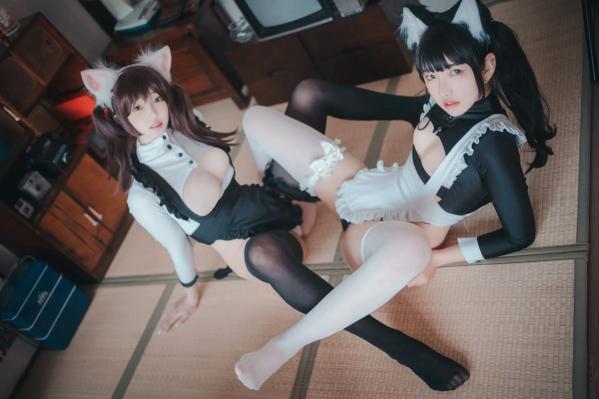    Sonson(??) Maid Mansion 双人猫耳女仆制服Cosplay室内书房性感私房写真[153P]第103张图片