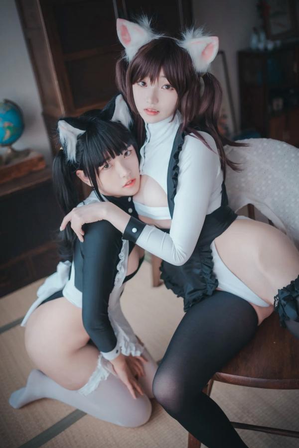    Sonson(??) Maid Mansion 双人猫耳女仆制服Cosplay室内书房性感私房写真[153P]第110张图片