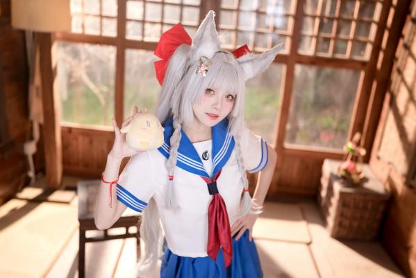    九柒喵 - 朝凪 JK 狐娘角色扮演 室内和风萌系写真 [37P]第2张图片