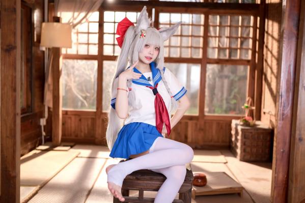    九柒喵 - 朝凪 JK 狐娘角色扮演 室内和风萌系写真 [37P]第6张图片