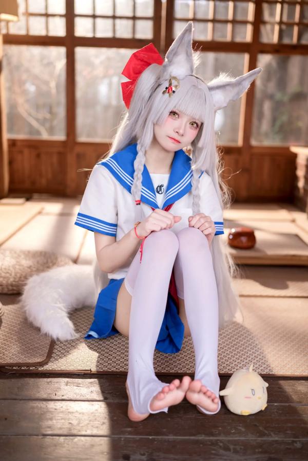    九柒喵 - 朝凪 JK 狐娘角色扮演 室内和风萌系写真 [37P]第14张图片