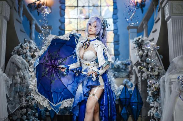    蜜汁猫裘 - 鸣潮坎特蕾拉Cosplay极致诱惑，梦幻华丽服装与性感写真呈现，高颜值还原游戏角色第23张图片