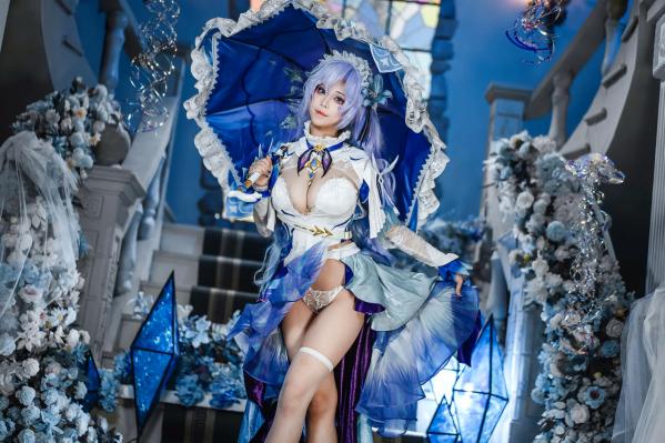    蜜汁猫裘 - 鸣潮坎特蕾拉Cosplay极致诱惑，梦幻华丽服装与性感写真呈现，高颜值还原游戏角色第35张图片