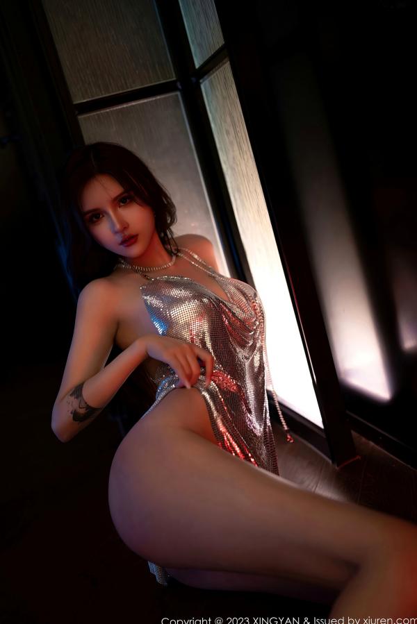    星颜社216期：Emily尹菲银色金属亮片露背短裙私房写真，极致诱惑大尺度，名媛性感曲线视觉盛宴第27张图片