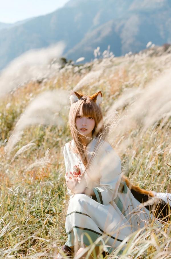    Ely_eee(ElyEE子) - 赫萝Cosplay 狼與微風 户外芒草丛中的治愈系少女 [34P]第14张图片