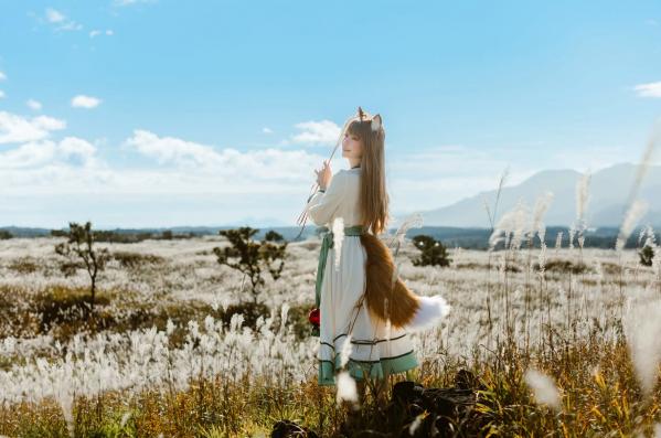    Ely_eee(ElyEE子) - 赫萝Cosplay 狼與微風 户外芒草丛中的治愈系少女 [34P]第15张图片