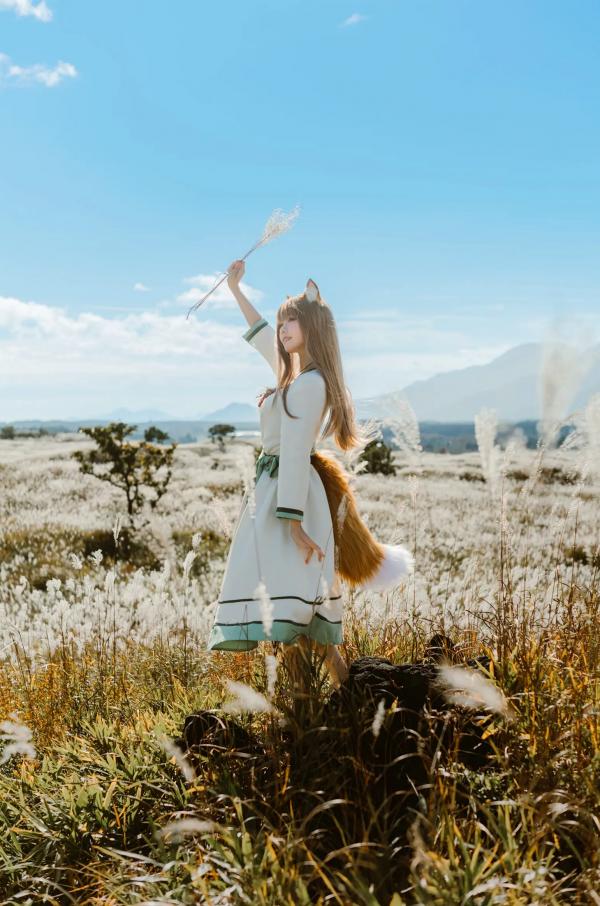    Ely_eee(ElyEE子) - 赫萝Cosplay 狼與微風 户外芒草丛中的治愈系少女 [34P]第19张图片