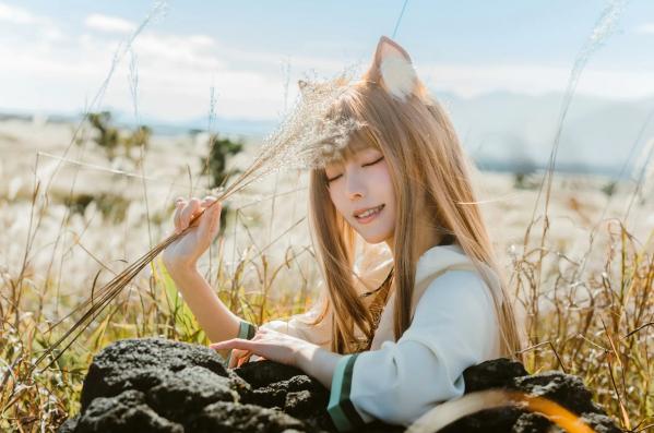    Ely_eee(ElyEE子) - 赫萝Cosplay 狼與微風 户外芒草丛中的治愈系少女 [34P]第20张图片