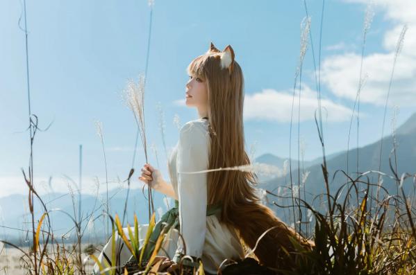    Ely_eee(ElyEE子) - 赫萝Cosplay 狼與微風 户外芒草丛中的治愈系少女 [34P]第25张图片