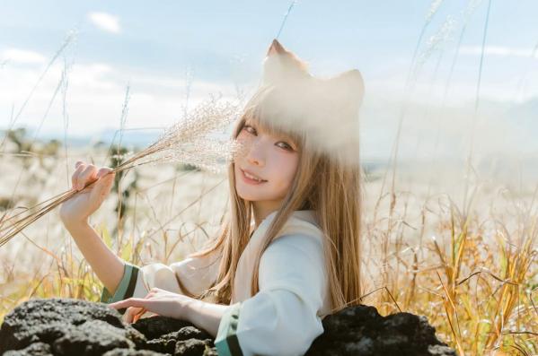   Ely_eee(ElyEE子) - 赫萝Cosplay 狼與微風 户外芒草丛中的治愈系少女 [34P]第30张图片