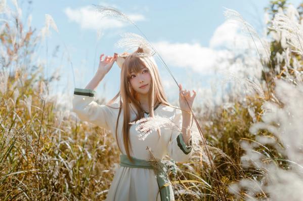    Ely_eee(ElyEE子) - 赫萝Cosplay 狼與微風 户外芒草丛中的治愈系少女 [34P]第31张图片