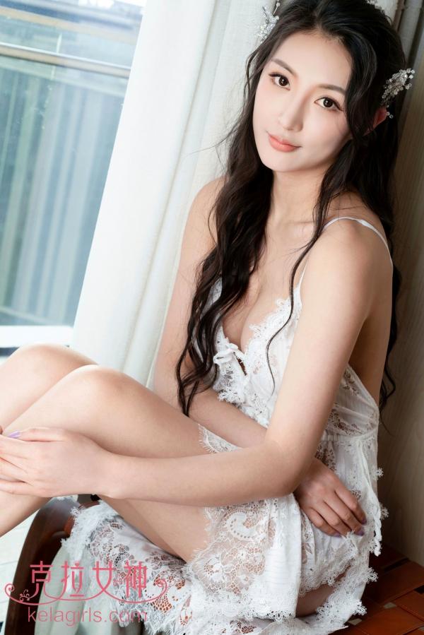    KelaGirls克拉女神-璇子《薄纱轻落》私房照：纯欲白色蕾丝诱惑，气质女神优雅室内写真第6张图片