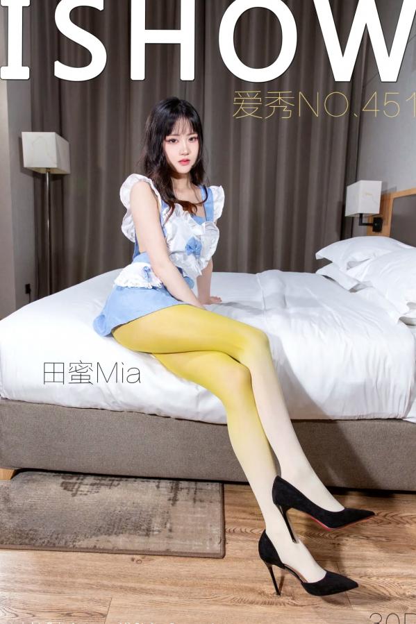    [ISHOW]爱秀 No.451 田蜜Mia室内私房，清纯女仆角色扮演写真，黄色长筒袜撩人诱惑第31张图片