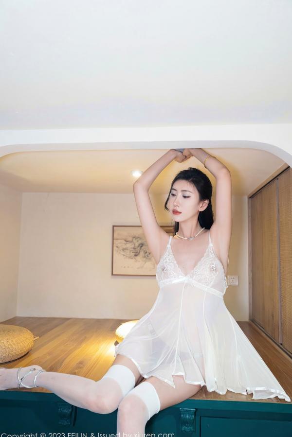    FeiLin嗲囡囡-469-章芃芃-白色情趣睡衣白丝唯美私房写真-纯欲女神性感美腿秀-2023.09.08第29张图片