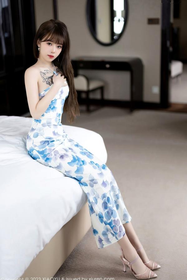    XiaoYu语画界985-花卉连衣长裙私房写真-气质女神性感姿态与迷人美腿第1张图片