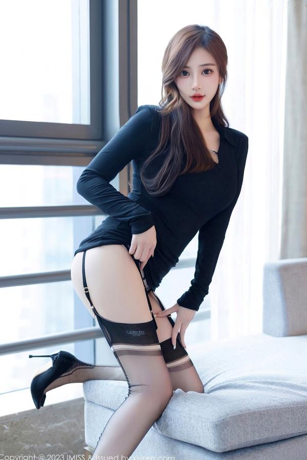    IMiss爱蜜社-724-Lavinia肉肉—私房照系列，黑色蕾丝透视内衣诱惑，卧室床上的极致性感与温婉美感（2023.03.15）第12张图片