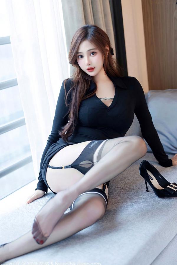    IMiss爱蜜社-724-Lavinia肉肉—私房照系列，黑色蕾丝透视内衣诱惑，卧室床上的极致性感与温婉美感（2023.03.15）第17张图片