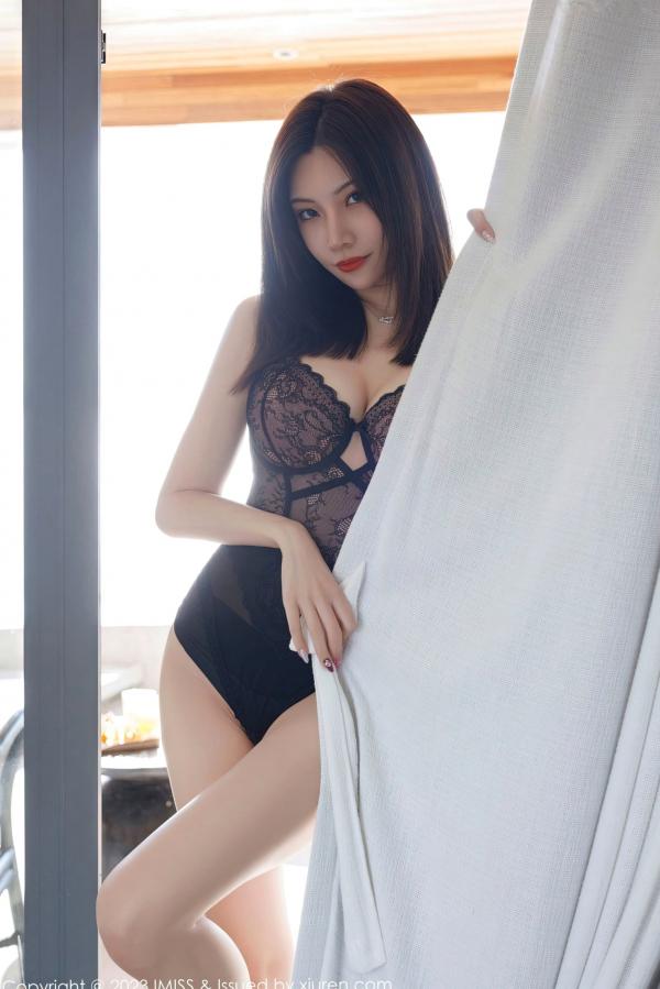    IMiss爱蜜社718期：小狐狸Kathryn海景浴室私房写真，黑色蕾丝吊带搭配牛仔短裤，性感曲线一览无遗，无圣光大尺度视觉盛宴第30张图片