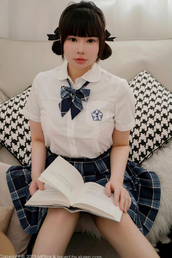    MFStar模范学院-621-水塔塔-白衬衫蓝格子裙学生装爆乳第6张图片