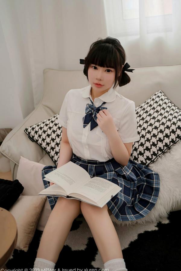    MFStar模范学院-621-水塔塔-白衬衫蓝格子裙学生装爆乳第7张图片
