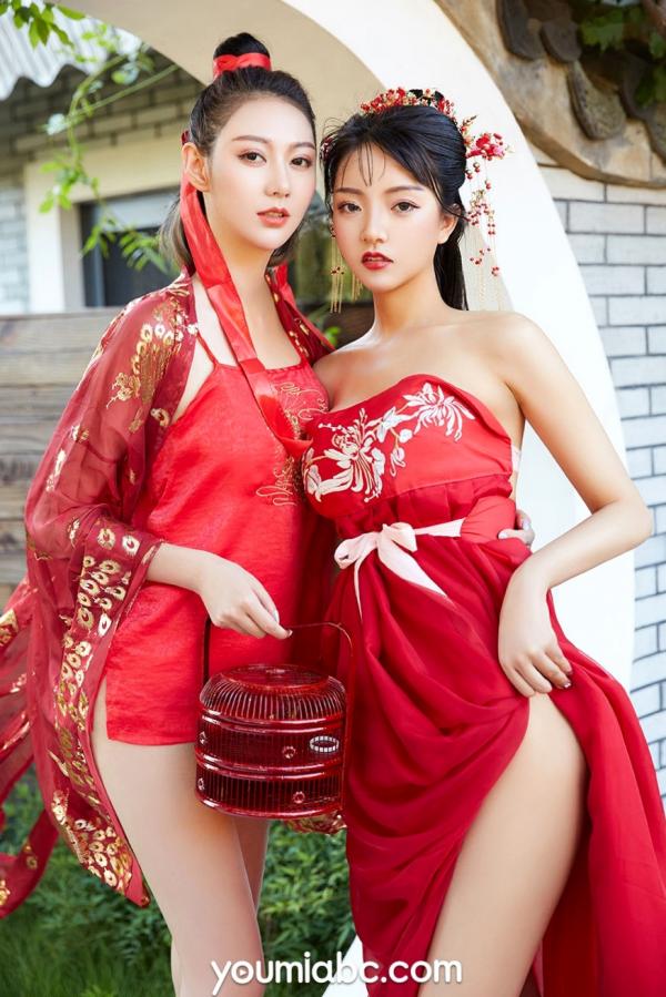    YouMi尤蜜-《洞房花烛》中式古典内衣私房写真，双生花唯美演绎，红妆魅影尽显东方性感韵味第2张图片