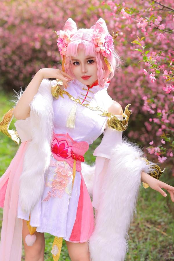    桃暖酱-王者荣耀嫦娥Cosplay花海唯美写真，绝美古风诱惑大尺度套图第10张图片