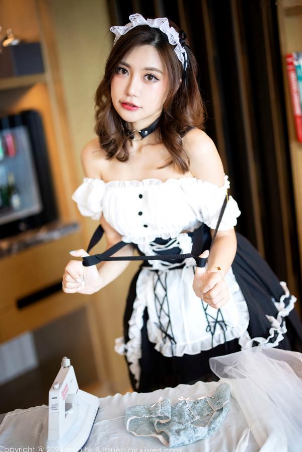    MyGirl美媛馆-588-绮里嘉Ula杭州旅拍，超短女仆装制服诱惑，黑丝高跟私房摄影，极品性感视觉大片第34张图片