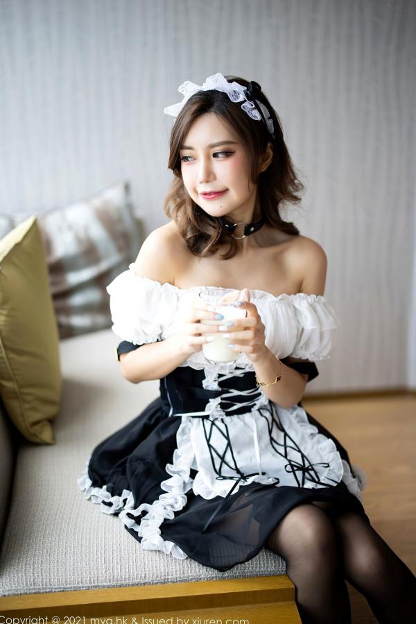    MyGirl美媛馆-588-绮里嘉Ula杭州旅拍，超短女仆装制服诱惑，黑丝高跟私房摄影，极品性感视觉大片第35张图片